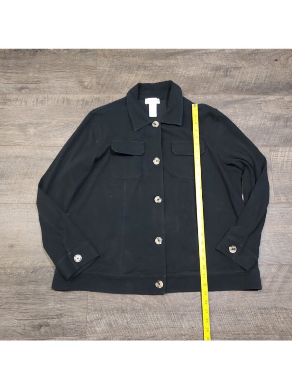 Pant Suite Drapers & Damons Black Button Shacket Size 1X Multi Colored Buttons - Picture 7 of 16